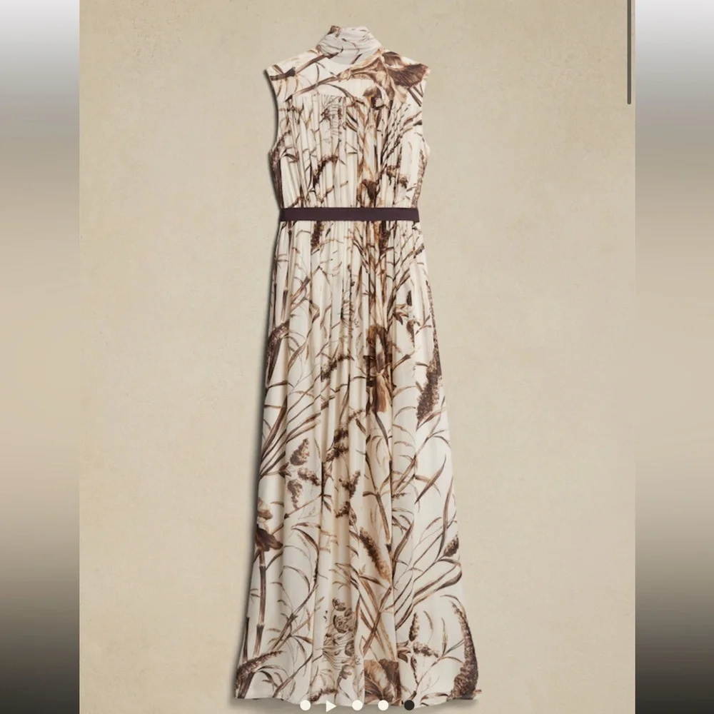 Banana Republic Cream Maxi Dress with Brown Floral Print